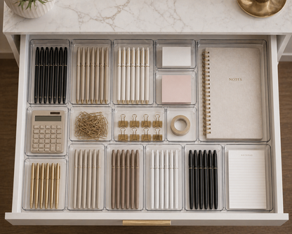 Transparent Drawer Organizer Set – Clear Acrylic Storage Bins, Desk Drawer Dividers, Makeup Organizer, Kitchen & Bathroom Storage Trays, Modular Home Organization Solution Wholesale