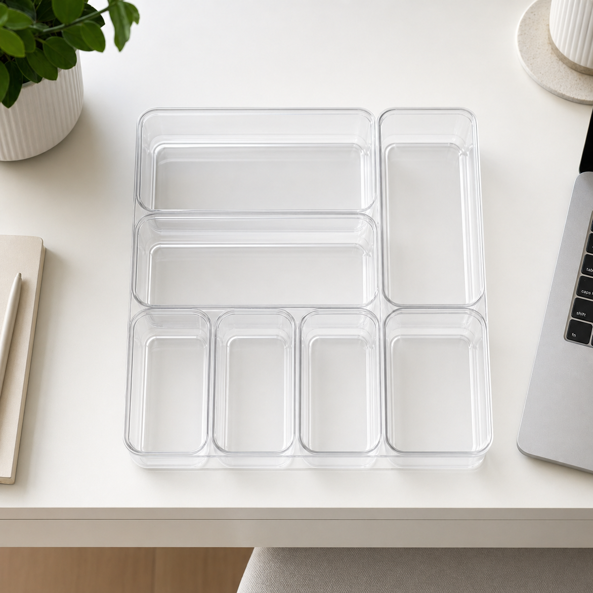 Transparent Drawer Organizer Set – Clear Acrylic Storage Bins, Desk Drawer Dividers, Makeup Organizer, Kitchen & Bathroom Storage Trays, Modular Home Organization Solution Wholesale