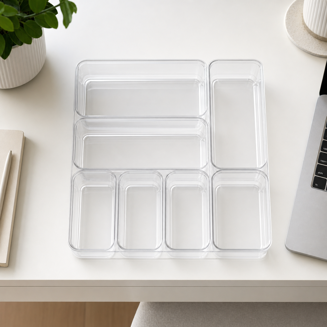 Transparent Drawer Organizer Set – Clear Acrylic Storage Bins, Desk Drawer Dividers, Makeup Organizer, Kitchen & Bathroom Storage Trays, Modular Home Organization Solution Wholesale