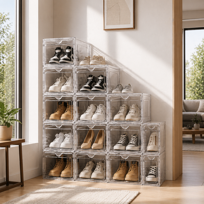 Clear Stackable Shoe Storage Boxes, Transparent Sneaker Display Case, Drop Front Shoe Box, Plastic Stackable Shoe Containers, Dustproof Modular Shoe Rack, Acrylic Shoe Drawer, Shoe Cabinet Alternative, Sneaker Case, Stackable Clear Containers, Wholesale