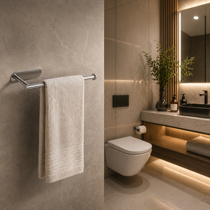 Luxury Modern Wall Mounted Towel Holder Stainless Steel Bathroom Towel Bar Minimalist Brushed Metal Towel Rack Space Saving Durable Rustproof Kitchen Bathroom Organizer Easy Install Premium Home Accessory Wholesale