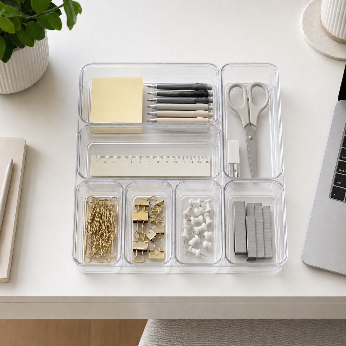 Transparent Drawer Organizer Set – Clear Acrylic Storage Bins, Desk Drawer Dividers, Makeup Organizer, Kitchen & Bathroom Storage Trays, Modular Home Organization Solution Wholesale